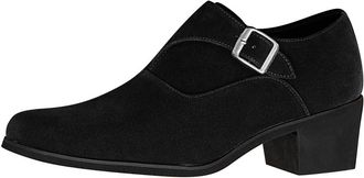 Generic Mens Business Dress Shoes Without Lacing Slip On Loafers Pointed Toe Leather Shoe Block Heel Non Slip Causal Low Top Shoewear for Formal Business Meet