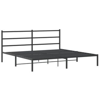 Berkfield Home Metal Bed Frame without Mattress with Headboard Black 193x203cm | Size: 193x203 cm