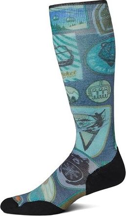 Smartwool Ski Targeted Cushion Explorer Print Over The Calf Socks Mens Crew Cut Socks Shoes Deep Navy : XL (Mens Shoe 12-14.5)