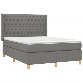vidaXL Vidaxl - Cama Box Spring Colch&oacute;n Y Luces Led Tela Gris Oscuro 140x200 Cm
