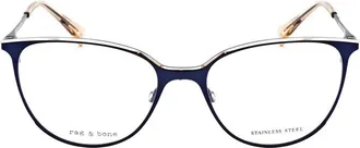 Rag & Bone Ladies Blue Rectangular Eyeglass Frames RNB3032