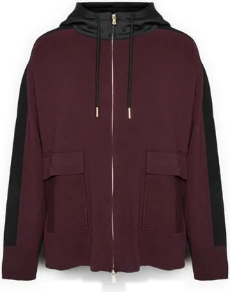 Elena Miro Hoodies & sweatvesten, Dames, Rood, XS, Polyester, Capuchonvest met rits en contrasterende banden