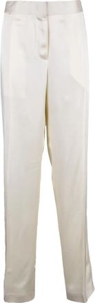 Jil Sander Classico Satin Cropped Broeken - Dames - Vrijetijds broeken - Wit - M - Satijn - Broeken