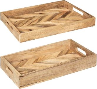 Atmosphera Set De 2 Bandejas Wild - Madera De Mango - Atmosphera Cr&eacute;ateur DInt&eacute;rieur