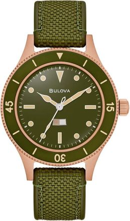 Bulova Mil-Schepen Brons 150-jarig jubileum Sp. Ed. - Dames - Horloges - Groen - ONE Size - Nylon - Accessoires