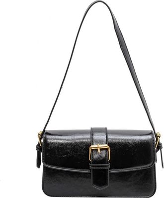 Generic Retro Leather Crossbody Bags for Women Fashion Flap Shoulder Bags Casual Underarm Bag Ladies Purse and Handbag (Black)
