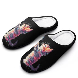 Generic Cute Cat Playing Butterflies Womens Slippers Warm House Slippers Indoor House Shoes with Anti-Skid Rubber Sole