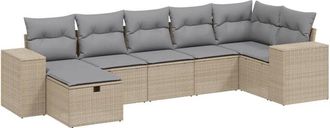 vidaXL Juego De Sof&aacute;s Jard&iacute;n Con Cojines Beige Mezcla 7 Pzas Rat&aacute;n Pe Vidaxl