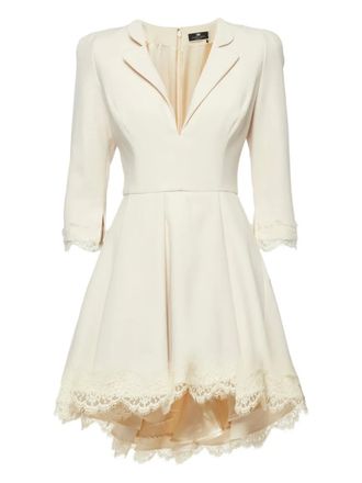 Elisabetta Franchi lace-trim mini dress - Neutrals