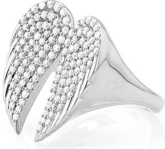 Sheryl Lowe Diamond Folded Angel Wing Ring in Sterling Silver at Nordstrom, Size 8