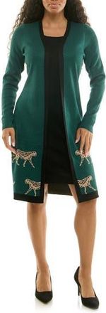 Nina Leonard Long Sleeve Twofer Dress in Emerald/Black at Nordstrom Rack, Size X-Large