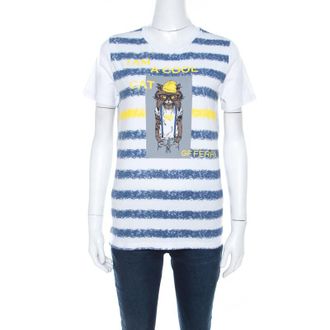 Gianfranco Ferre Striped Cotton Printed Crew Neck T Shirt
