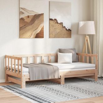 Berkfield Home Pull-out Day Bed 2x(80x200) cm Solid Wood Pine in Brown