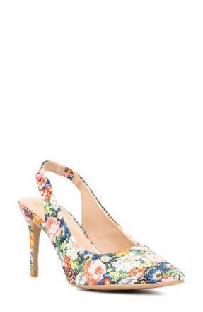 New York & Company Steph Snake Embossed Pointed Toe Slingback Pump in Floral at Nordstrom Rack, Size 9
