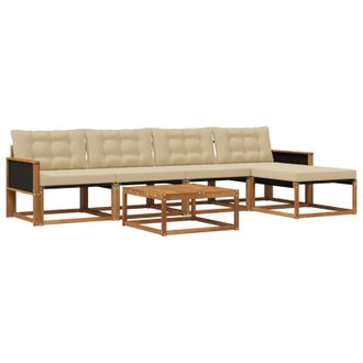 vidaXL Conjunto De Sof&aacute;s De Exterior Con Coj&iacute;n 6 Pcs Natural Y Beige Vidaxl