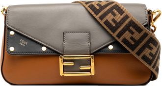 Fendi Pre-owned Womens Vitello Grace Ff 1974 Baguette Crossbody - Grey Leather - One Size