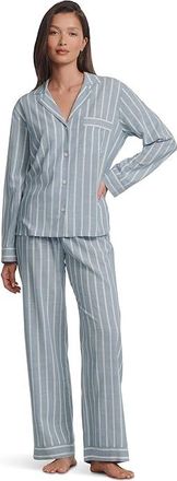 Eberjey Nautico Long Pj Set Womens Pajama Sets Classic Stripe Slate Blue/Ivory : XS, Cotton/Viscose