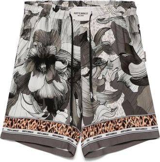 Just Cavalli Shorts con stampa a fiori - Grigio