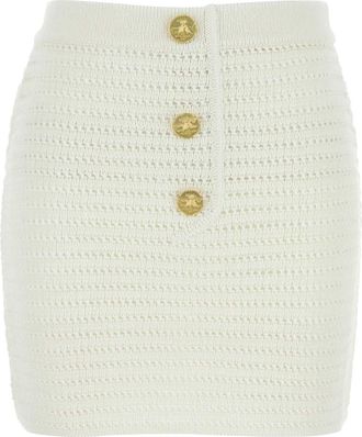 Le Kasha White Crochet Mini Skirt