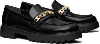 Tory Burch Gemini Embellished Lug Sole Loafer in Perfect Black /Gold at Nordstrom, Size 11