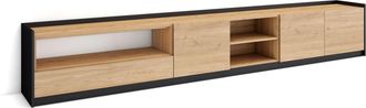 Skraut Home Skraut Home - Mueble Tv, Televisi&oacute;n, 310x37x50cm, Para Tv Hasta 80, Roble Y Negro