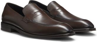 BOSS Textured-tongue loafers in leather