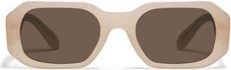 Quay Hyped Up 53mm Gradient Square Sunglasses in Bone/Brown at Nordstrom Rack
