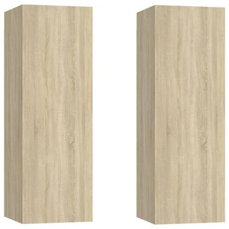Berkfield Home TV Cabinets 2 pcs Sonoma Oak 30.5x30x90 cm Engineered Wood in Light Tan