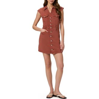 Paige Jaxsyn Jolene Denim Mini Shirtdress in Vintage Clay Sunset at Nordstrom, Size 10