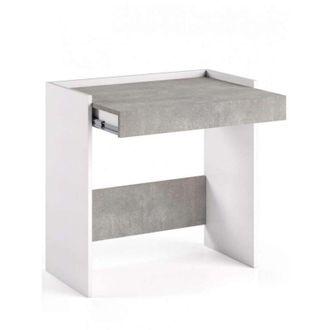 Terraneo Scrivania Home Office a Terra bianco piano cemento