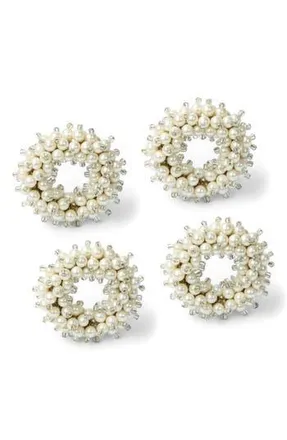 Tiramisu Sculpted Faux Pearl Set of 4 Napkin Rings in Ivory at Nordstrom Rack