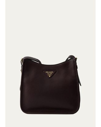 Prada Medium Daino Soft Leather Hobo Crossbody Bag