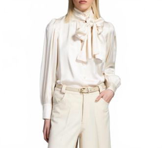Tricot Chic Tie Neck Blouse In Ivory