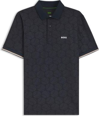 BOSS Active Slim-fit polo shirt with embossed tennis-ball pattern