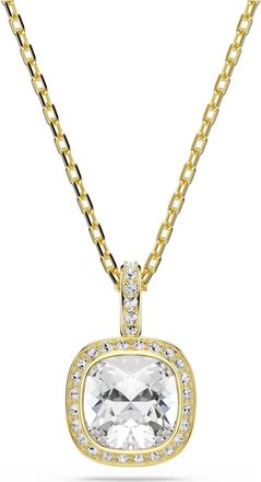 Swarovski Una Angelic Pendant, Cushion Cut, White, 18K Gold Finish