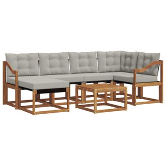 vidaXL Conjunto De Sof&aacute;s De Exterior 7 Pcs Gris Natural Y Claro Vidaxl