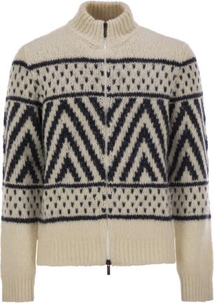 PESERICO Peserico Mens Alpaca And Cotton Yarn Jersey - Ivory Wool - Size EU 48 (Mens)
