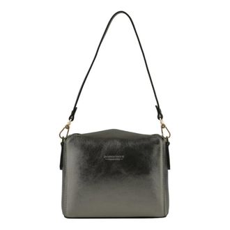 Pourchet Tassen, Dames, Grijs, ONE Size, Leer, Cassetta Vernis Schoudertas