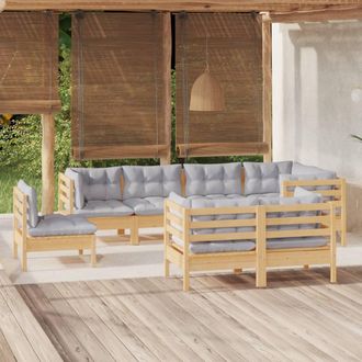 vidaXL Juego De Muebles De Jard&iacute;n 8 Pzas Y Cojines Madera Maciza Pino Vidaxl