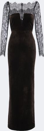 Roland Mouret Lace-trimmed velvet gown