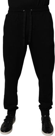 Dolce & Gabbana Black Cotton Mid Waist Jogger SweatMens Mens Pants