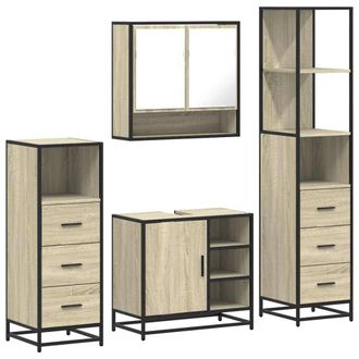 Berkfield Home 4&not;Piece Bathroom Furniture Set&not;Sonoma Oak Engineered Wood