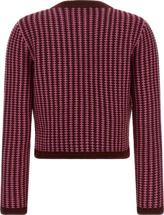 Versace Two-Tone Crochet Wool Cardigan - Pink