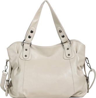 Generic PU Leather Shoulder Bag Large Tote Bag Underarm Bag for Women Shopping (White)