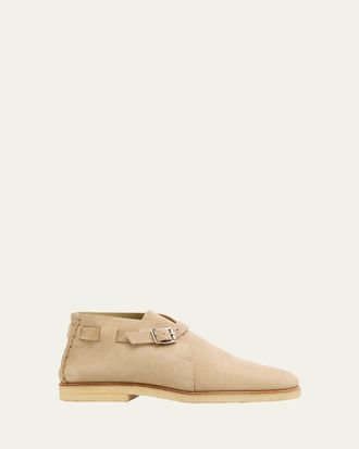 Christophe Lemaire Mens Buckle Slip-On Suede Desert Ankle Boots