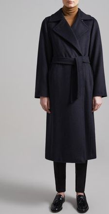 Max Mara Manuela Camel Hair Wrap Coat in Ultramarine at Nordstrom, Size 12