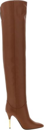 Valentino Garavani Deboot Over-the-knee Laarzen - Dames - Over de knie laarzen - Bruin - 39 EU - Leer - Schoenen