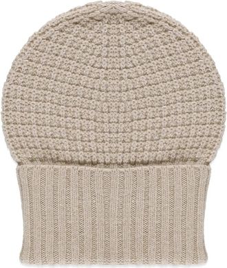 Fabiana Filippi Wollen en zijden muts met pailletten - Dames - Hoeden - Beige - ONE Size - Wol - Accessoires