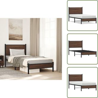 vidaXL The Living Store Giroletto senza Materasso in Metallo Rovere Marrone 75x190 cm - Letto con struttura in acciaio