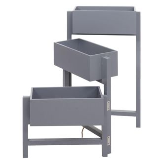Hhg Hhg - Jardinera T275, Jardinera De Pie, 65x108x15cm, Madera Shabby-look Vintage, Gris-azul